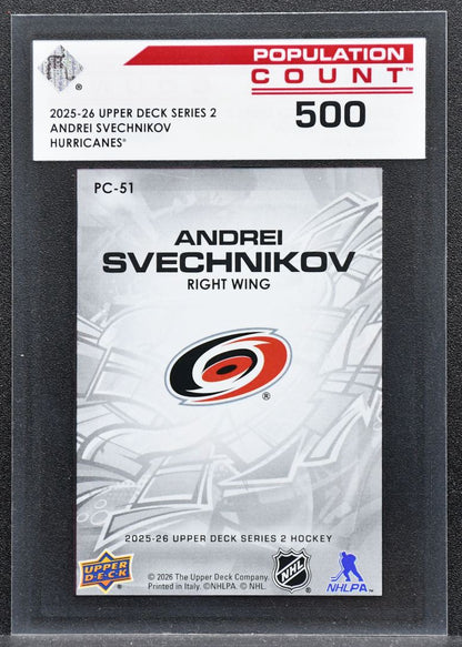 2025-26 UD Series 2 Population Count 500 Andrei Svechnikov PC-51 Hurricanes 7795