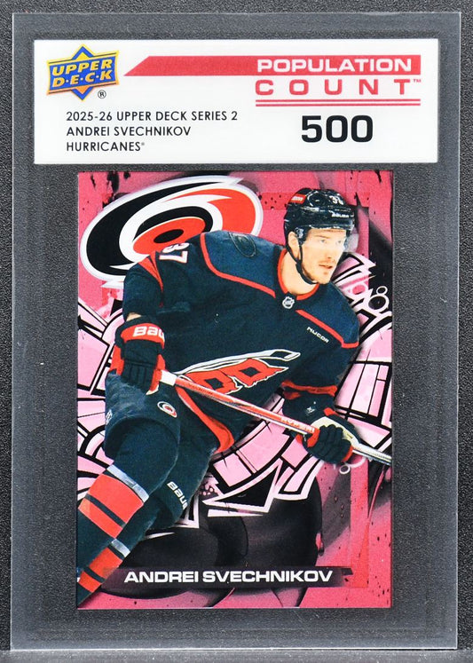 2025-26 UD Series 2 Population Count 500 Andrei Svechnikov PC-51 Hurricanes 7795