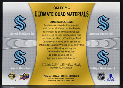 2022-23 UD Ultimate Jersey McCann Eberle Gourde Grubauer QM-EGMG /99