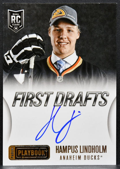 2013-14 Panini Playbook First Drafts Signatures Hampus Lindholm RC Auto 7385
