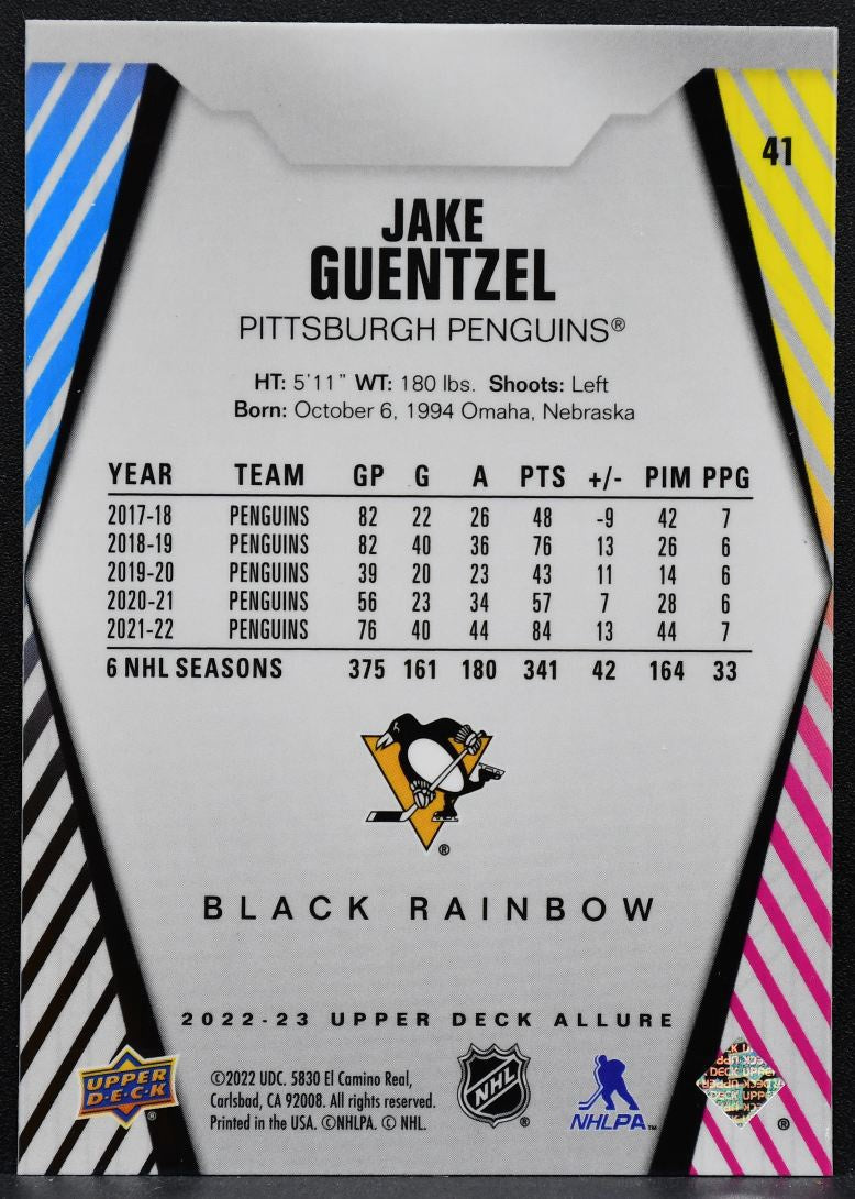 2022-23 Upper Deck Allure Black Rainbow Jake Guentzel 41 Penguins 5739