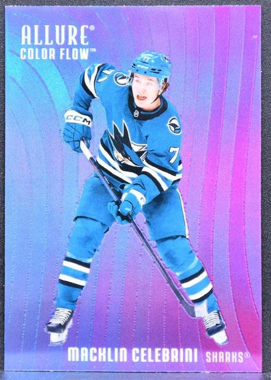 2025-26 UD Allure Color Flow Blue-Purple Macklin Celebrini CF-28 San Jose Sharks 1459