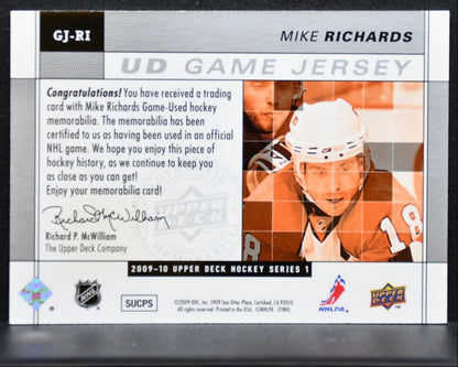 2009-10 Upper Deck Series 1 UD Game Jerseys Mike Richards Flyers Jersey 2455