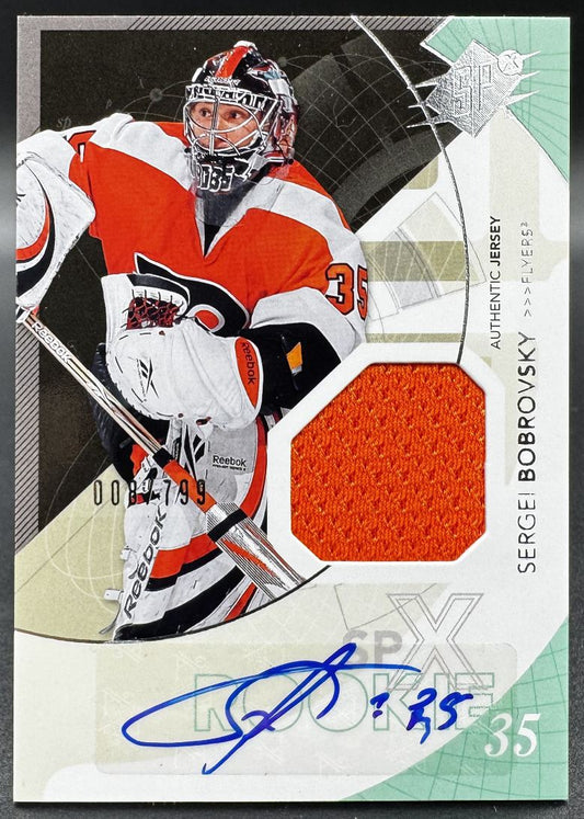2010-11 UD Spx Rookie Sergei Bobrovsky Philadelphia Flyers RC Auto /799 Jersey