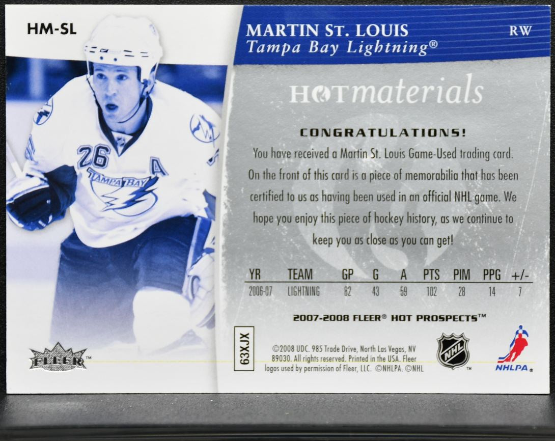 2007-08 Fleer Hot Prospects Materials Martin St. Louis HM-SL Jersey 5105