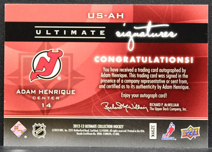 2012-13 UD Ultimate Collection Signatures Adam Henrique US-AH Devils Auto 0055