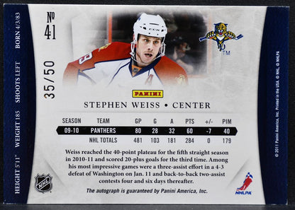2010-11 Panini Dominion Ruby Signatures Stephen Weiss Panthers Auto 35/50 0323