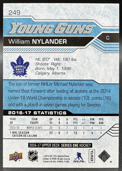 2016-17 UD Young Guns Young Guns William Nylander 249 Toronto Maple Leafs RC