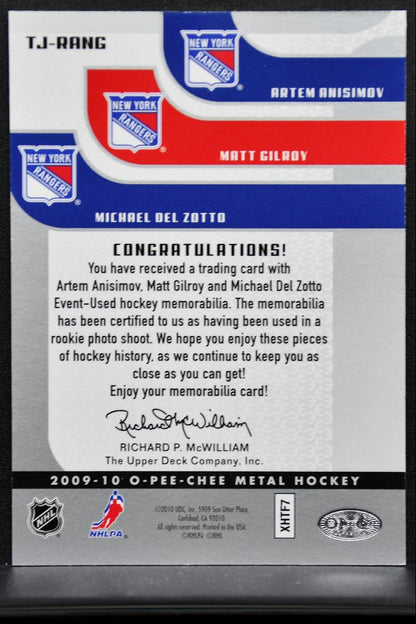 2009-10 OPC Metal Top Draws Triple Jerseys Gilroy/Anisimov/Del Zotto Jersey 9141