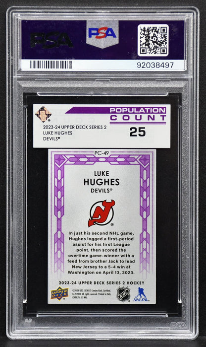 2023-24 Population Count 25 Luke Hughes PC-49 New Jersey Devils PSA 10