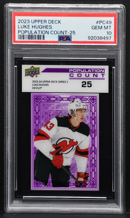 2023-24 Population Count 25 Luke Hughes PC-49 New Jersey Devils PSA 10