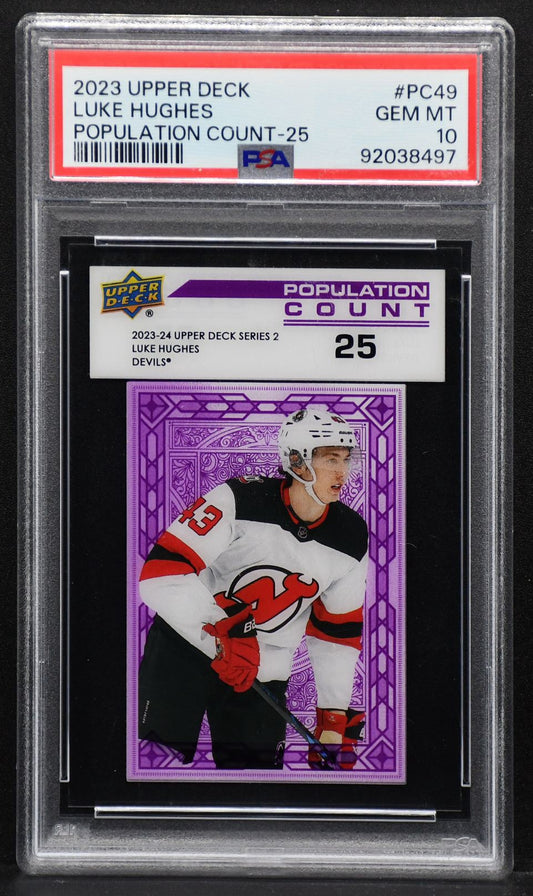 2023-24 Population Count 25 Luke Hughes PC-49 New Jersey Devils PSA 10