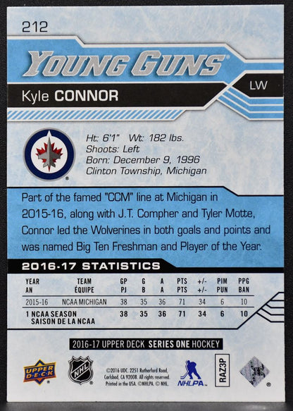2016-17 Upper Deck Series 1 Young Guns Kyle Connor 212 Winnipeg Jets RC 5210