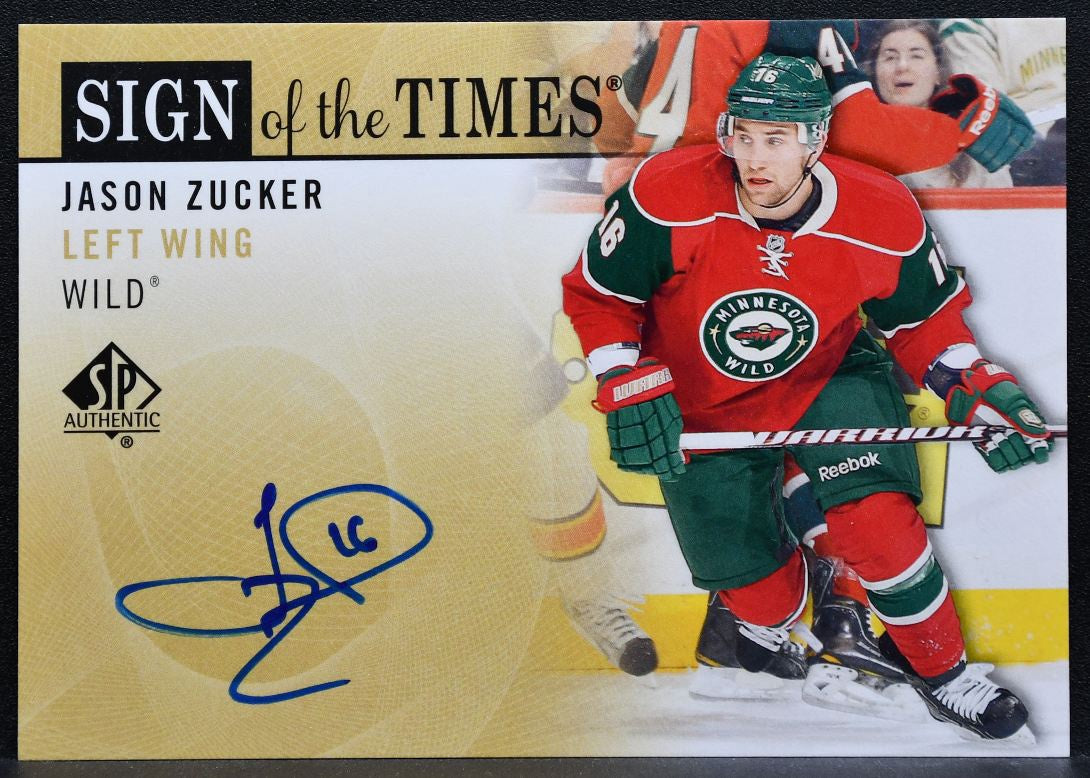 2012-13 SP Authentic Sign of the Times Jason Zucker SOT-JZ Wild Auto 1748