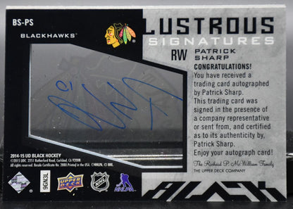 2014-15 UD Black Lustrous Signatures Patrick Sharp BS-PS Auto 93/99