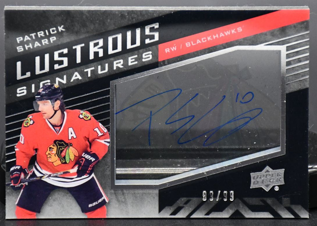 2014-15 UD Black Lustrous Signatures Patrick Sharp BS-PS Auto 93/99