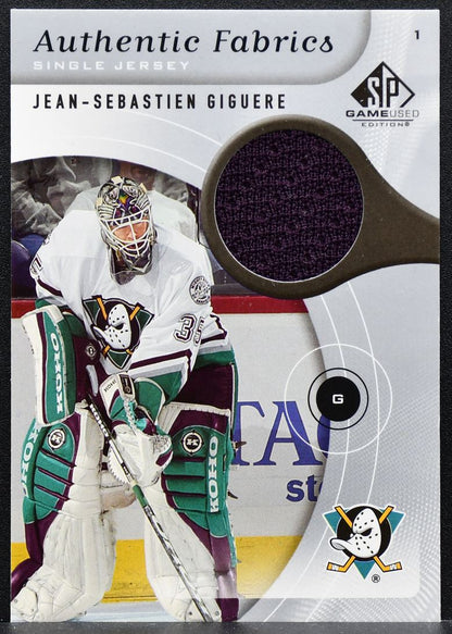 2005-06 SP Game Used Authentic Fabrics Single Jersey Giguere Jersey 9484