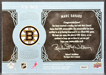 2009-10 UD Artifacts Treasured Swatches Blue Marc Savard 15/25 Jersey 9387