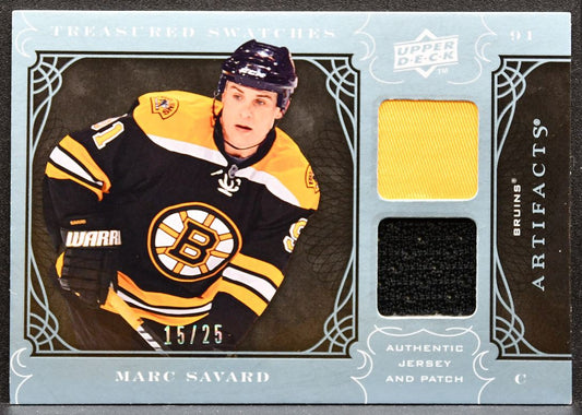2009-10 UD Artifacts Treasured Swatches Blue Marc Savard 15/25 Jersey 9387