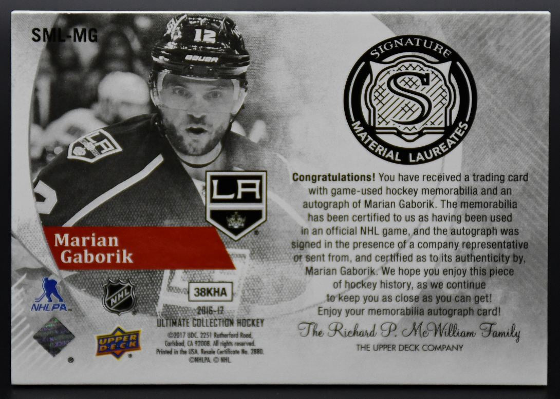 2016-17 UD Ultimate Collection Gaborik SML-MG Los Angeles Kings Auto /99 Jersey