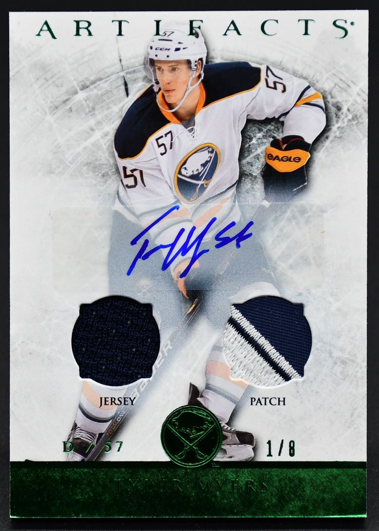 2012-13 UD Artifacts Emerald Auto Materials Tyler Myers 95 Auto 1/8 Patch