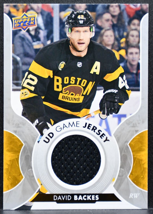 2017-18 Upper Deck Series 1 UD Game Jerseys David Backes Bruins Jersey 8673