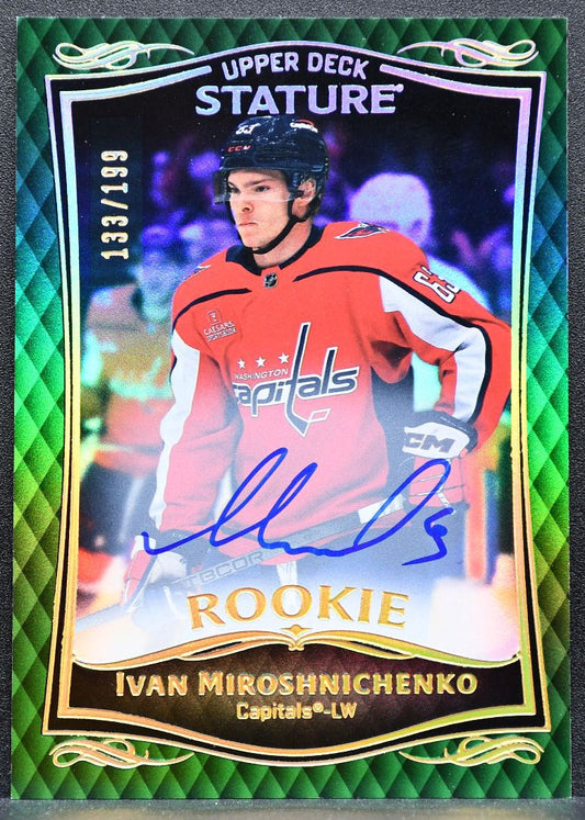 2023-24 UD Stature Rookie Auto Green Ivan Miroshnichenko Capitals RC Auto 7897