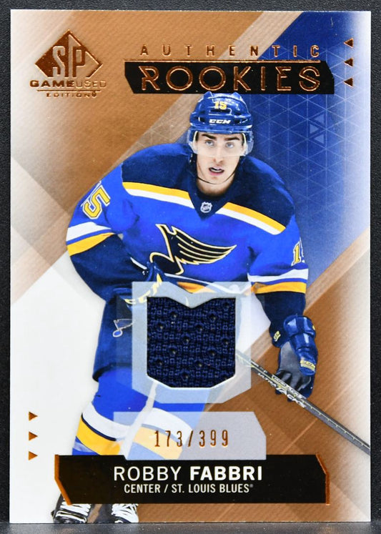 2015-16 SP Game Used Copper Jersey Robby Fabbri 155 Blues RC 173/399 Jersey 9615