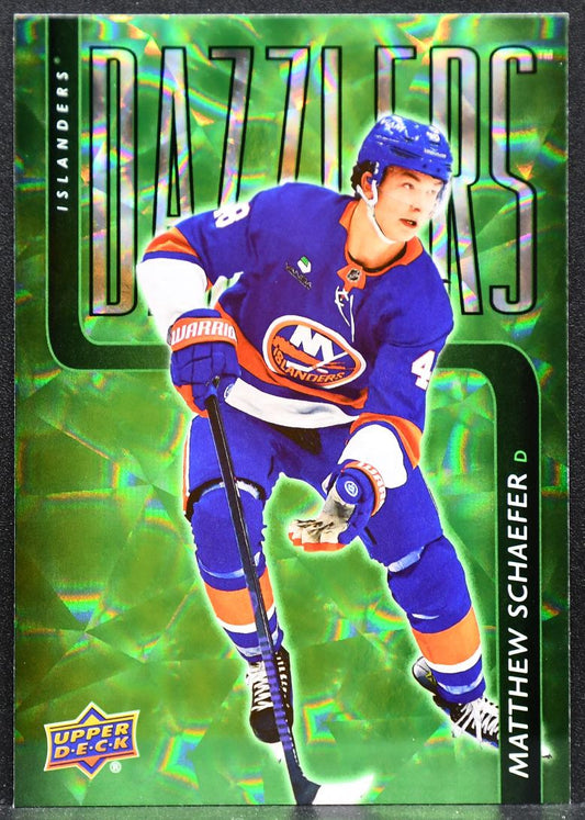 2025-26 UD Series 2 Dazzlers Green Matthew Schaefer DZ-57 Islanders RC 4005