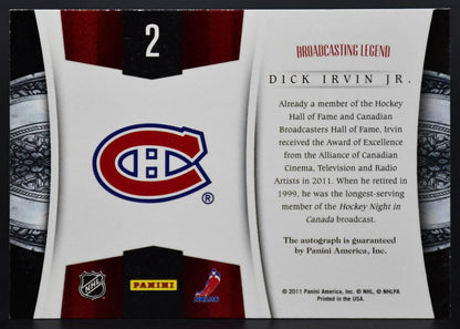 Carte autographiée Dick Irvin Jr. (2010-11 Panini Crown Royale Voices of the Game)