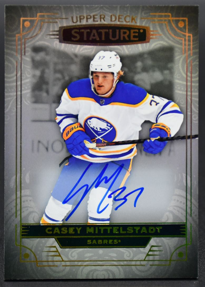 2022-23 UD Stature Update Photo Variant Auto Casey Mittelstadt Buffalo Sabres
