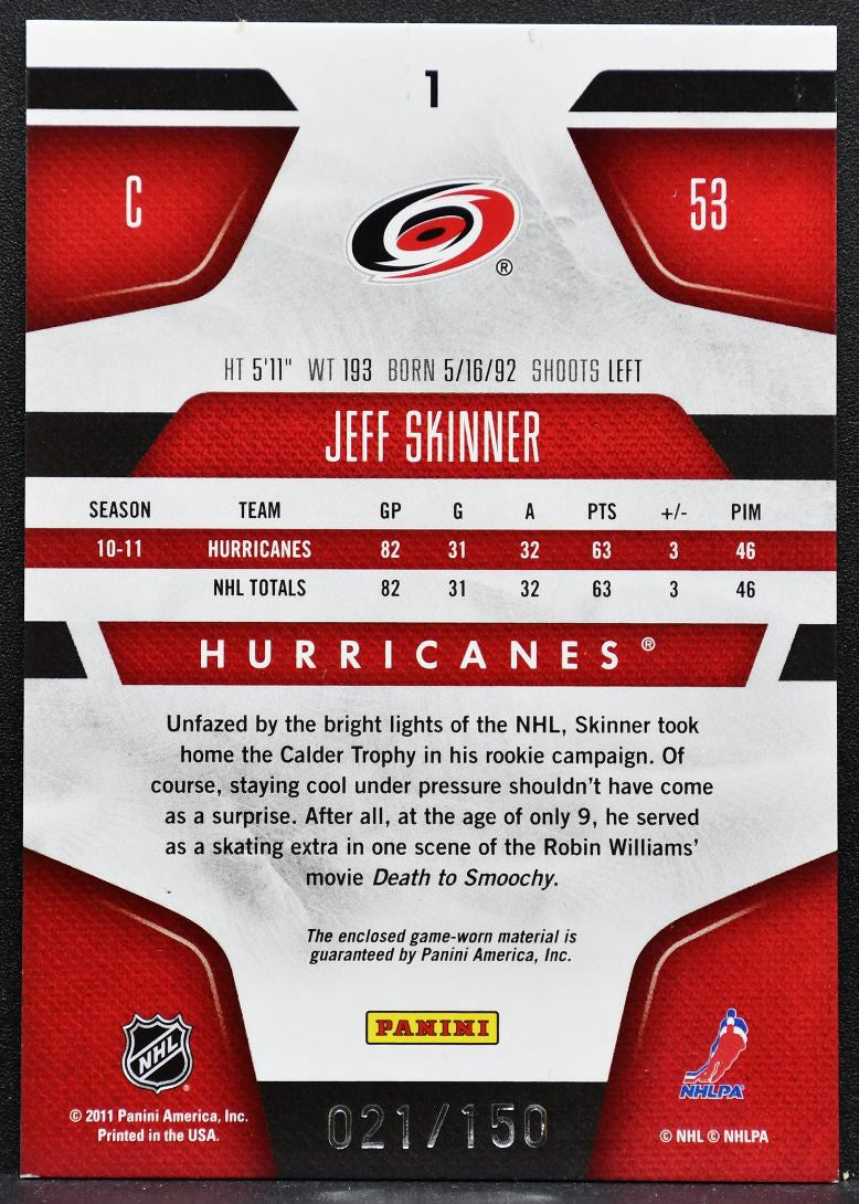 2011-12 Panini Certified Mirror Red Materials Dual Skinner Hurricanes RC 4312