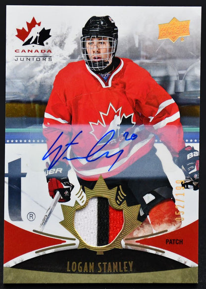 2016-17 UD Team Canada Juniors Base Jerseys Logan Stanley Canada Auto /199 Patch