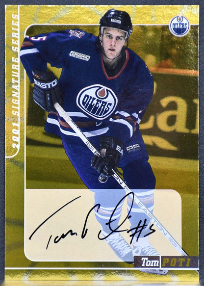 2000-01 Be a Player Signature Series Auto Gold Tom Poti 11 Oilers Auto 0096