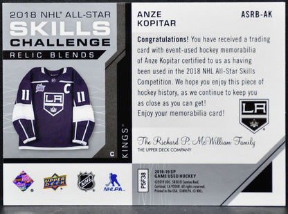 2018-19 SP GU 2018 ASG Relic Blends Kopitar /125 Jersey 8013