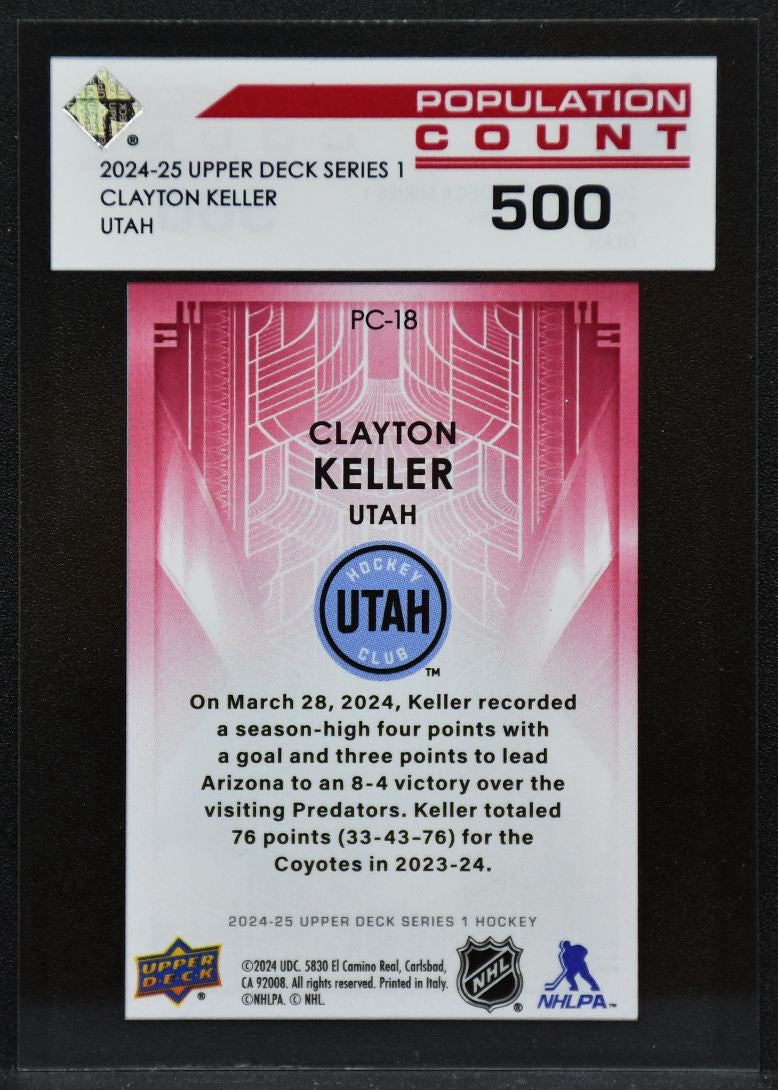 2024-25 UD Series 1 Population Count 500 Clayton Keller PC-18 Utah Hockey Club 1724