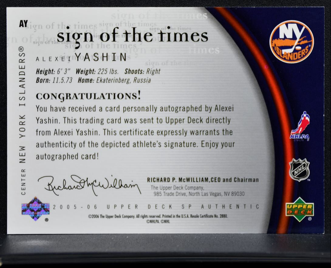 2005-06 SP Authentic Sign of the Times Alexei Yashin AY Islanders Auto 4719