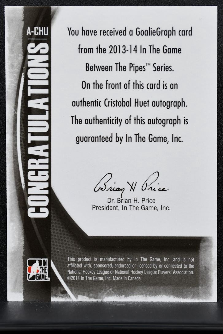 2013-14 In The Game Between the Pipes Goaliegraphs Huet Auto 3187