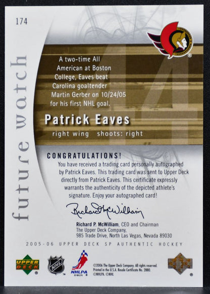 2005-06 SP Authentic Future Watch Auto Patrick Eaves RC Auto 640/999 6143