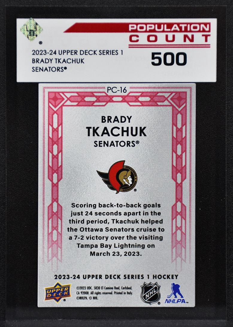 2023-24 UD Series 1 Population Count 500 Brady Tkachuk PC-16 Ottawa Senators 3865