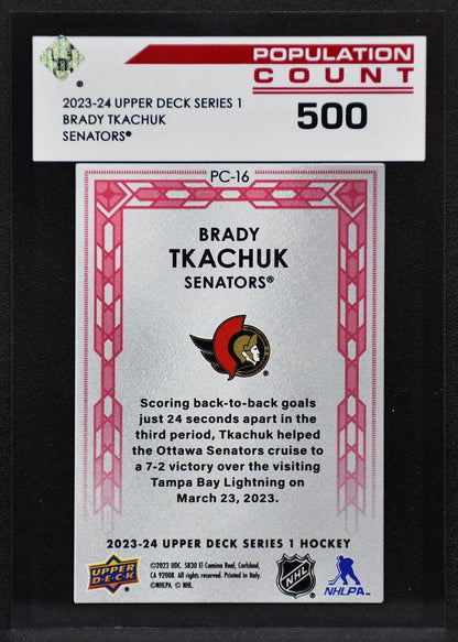 2023-24 UD Series 1 Population Count 500 Brady Tkachuk PC-16 Ottawa Senators 3865