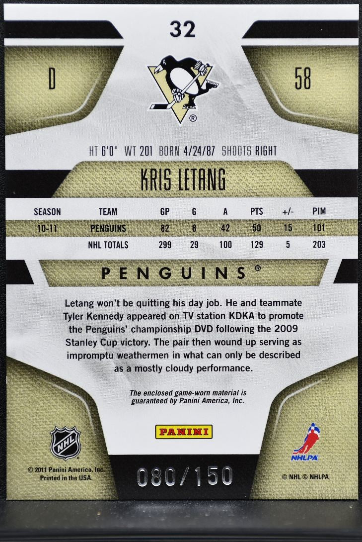 2011-12 Panini Certified Mirror Red Materials Dual Letang 080/150 Jersey 9899