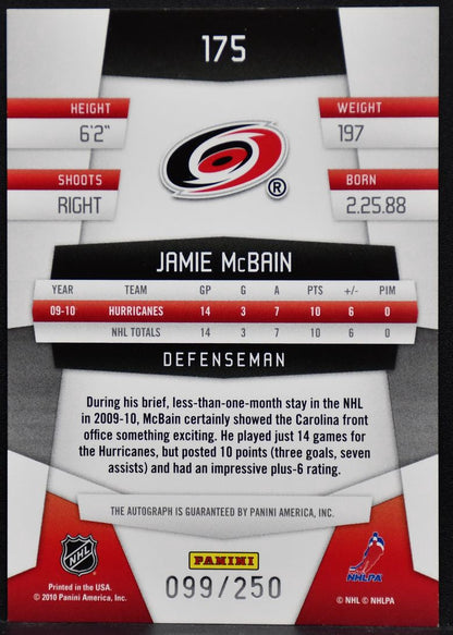 2010-11 Panini Freshman Signatures Mirror Jamie McBain 175 RC Auto 099/250