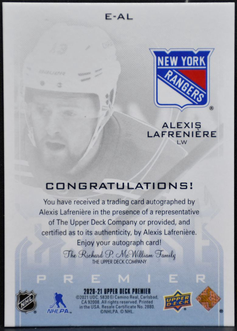 2020-21 UD Premier Rookie Expose Auto Lafreniere Rangers Auto /35 5509