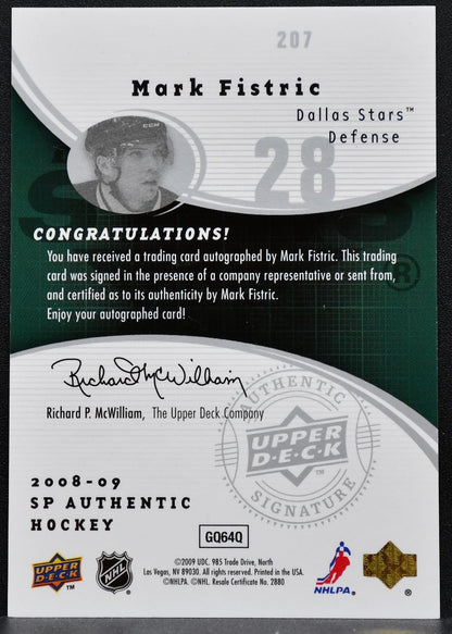 2008-09 SP Authentic Future Watch Auto Mark Fistric Stars RC Auto 514/999 0200