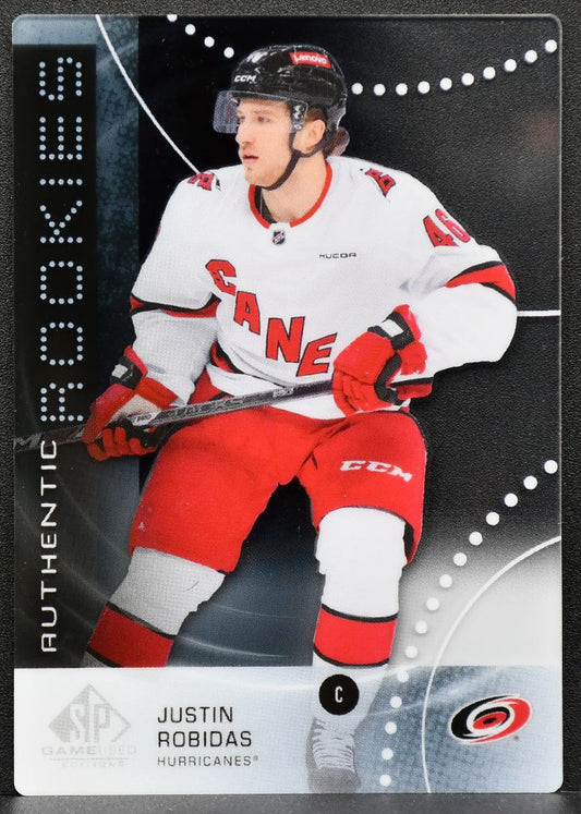 25-26 SP Game Used Authentic RCs Clear Cut Justin Robidas AR-JR Hurricanes RC 9034
