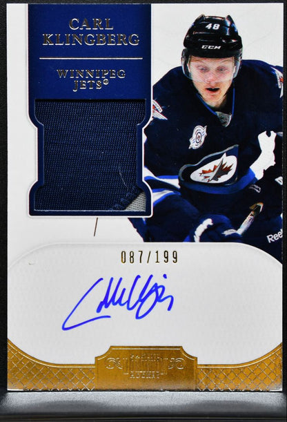 2012-13 Panini Dominion Patch Auto Carl Klingberg 182 Jets Auto /199 1219