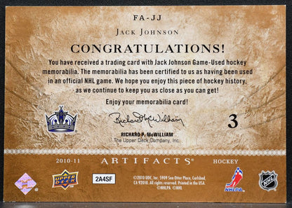 2010-11 Upper Deck Artifacts Frozen Jack Johnson FA-JJ Kings 101/150 Jersey 6182
