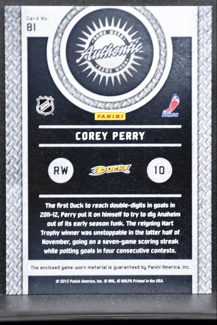 2011-12 Panini Titanium Game-Worn Gear Corey Perry 81 Jersey 7963