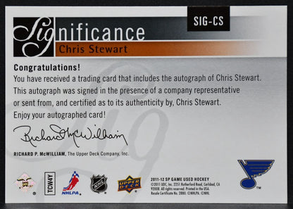 2011-12 SP Game Used SIGnificance Chris Stewart SIG-CS Blues Auto 28/50 9710